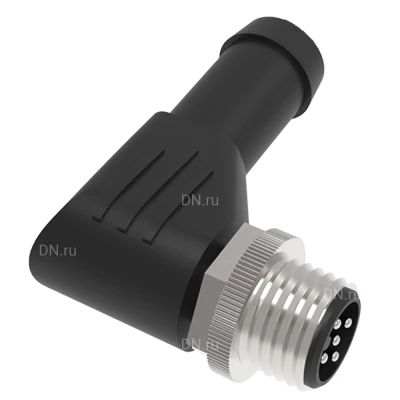 Разъем LANBAO QE12-W5G для датчиков, угловой, 250В, IP67, материал корпуса - пластик