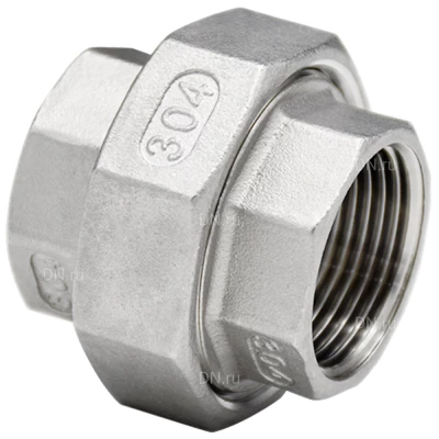 Американка LEADTEK 3/8″ Ду10 Ру16 резьбовая, присоединение - внутренняя / внутренняя резьба, корпус - нержавеющая сталь AISI304 (CF8)