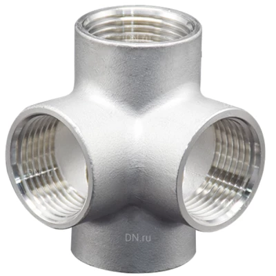 Крестовина LEADTEK 1/2″ Ду15 Ру16, корпус - нержавеющая сталь AISI304 (CF8), присоединение - внутренняя резьба