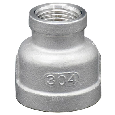 Муфта переходная LEADTEK 2х1″ Ду50х25 Ру16, корпус - нержавеющая сталь AISI304 (CF8), присоединение - внутренняя / внутренняя резьба