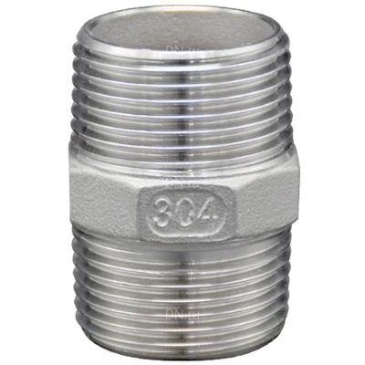 Ниппель LEADTEK 3/4″ Ду20 Ру16, корпус - нержавеющая сталь AISI304 (CF8), присоединение - наружная резьба / наружная резьба