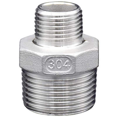 Ниппель LEADTEK 1х1/2″ Ду25х15 Ру16 редукционный, корпус - нержавеющая сталь AISI304 (CF8), присоединение - наружная резьба / наружная резьба