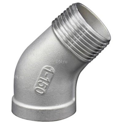 Отводы LEADTEK 45° Ру16, корпус - нержавеющая сталь AISI304 (CF8), присоединение - наружная / внутренняя резьба