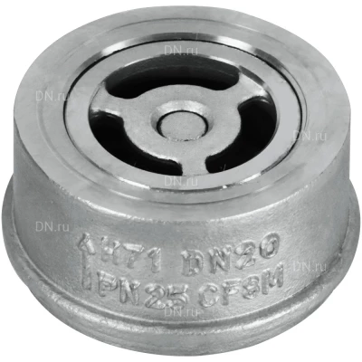 Клапан обратный LEADTEK 1/2″ Ду15 Ру25 межфланцевый, пружинный, корпус - нержавеющая сталь AISI304 (CF8), ISO стандарт