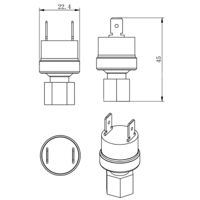 Реле давления LEFOO LF08-H-1193-22-26 картриджное, врезное, 22-26бар, материал корпуса - бронза