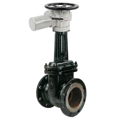 Задвижка параллельная 30ч906бр ЛМЗ Ду200 Ру16 фланцевая, клин - двухдисковый, шпиндель - выдвижной, корпус - чугун, уплотнение - металл, с электроприводом DN.ru MT-N-020EM-O2-220VAC-У1 220В