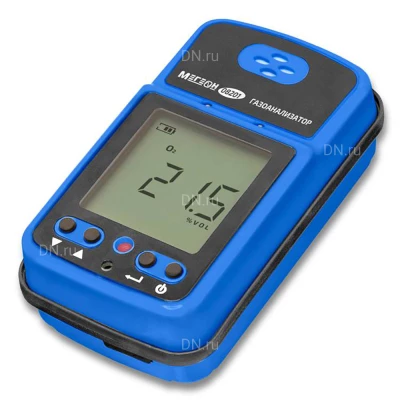 Газоанализатор (измеритель концентрации кислорода) МЕГЕОН 08201, материал корпуса - пластик, 3 вида сигнализации, питание - Li-ion 3.7В
