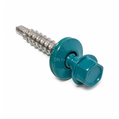 Саморез Китай 4.8х70 RAL5021 (1500шт) кровельный (по дереву), головка - шестигранная, диаметр - 4.8мм, длина - 70мм, материал - углеродистая сталь, наконечник - сверло, покрытие - порошковая окраска, цвет - водная синь, упаковка - 1500шт