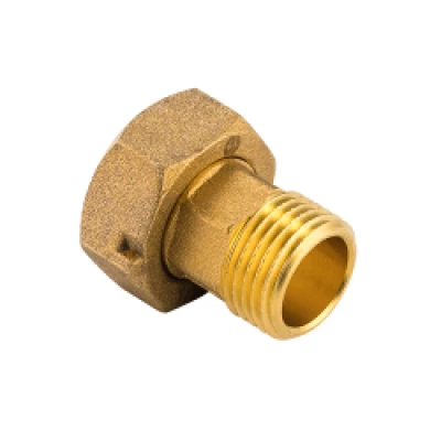 Штуцер для присоединения счетчика MVI BF.595.0405 1/2″х3/4″ Ду15x20 Ру40, корпус - никелированная латунь, присоединение - внутренняя резьба