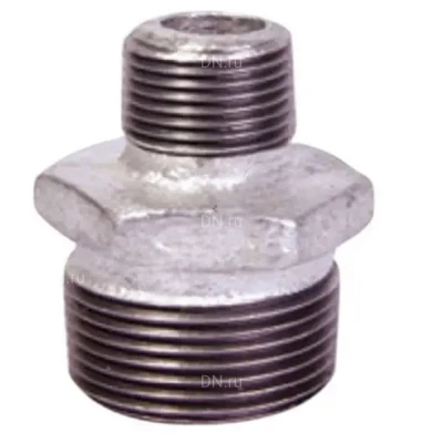 Ниппель переходной Китай 1 1/4″х3/4″ Ду32х20 наружная/наружная резьба, корпус - чугун оцинкованный