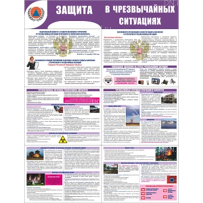 Стенд раскладной НПО ПУЛЬС «Защита в чрезвычайных ситуациях», материал - пластик 2мм