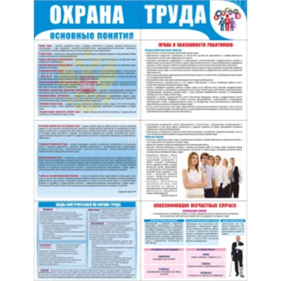 Стенд раскладной НПО ПУЛЬС «Охрана труда. Основные понятия», размер 800х1030мм, в сложенном виде 400х300мм, материал - пластик 2мм
