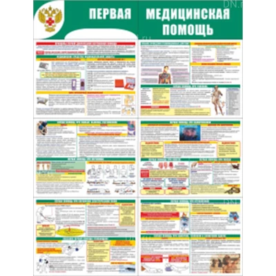 Стенд раскладной НПО ПУЛЬС «Первая медицинская помощь», материал - пластик 2мм
