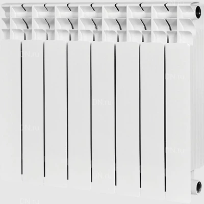 Радиатор биметаллический STOUT Titan 500 SRB-3310-050008, 570х640мм, теплоотдача - 1584Вт, подключение - боковое, цвет - белый RAL 9016