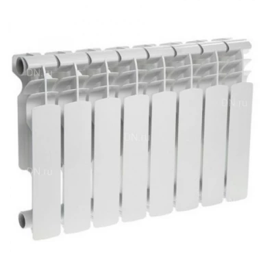 Радиатор алюминиевый OASIS PRO 350/80, 8 секций, теплоотдача - 952Вт, подключение резьбовое - 1″, боковое, цвет - белый