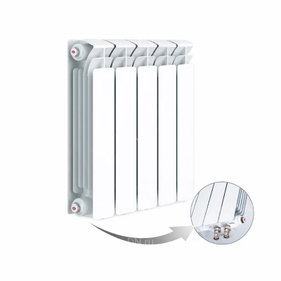 Радиатор биметаллический Rifar MONOLIT 350, 14 секций, теплоотдача - 1932Вт, подключение резьбовое - 3/4″, нижнее левое, цвет - белый