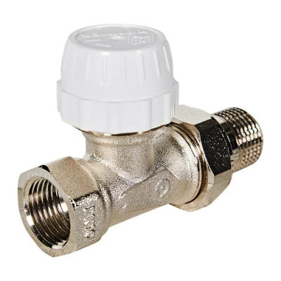 Клапаны термостатические ROMMER RVT-0001 1/2-3/4″ Ду15-20 Ру10 для радиаторов, прямые, ручное регулирование, внутренняя-наружная резьба, корпус - латунь CW617N, уплотнение - EPDM