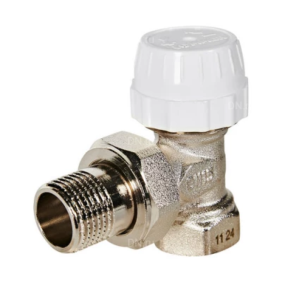 Клапаны термостатические ROMMER RVT-0002 1/2-3/4″ Ду15-20 Ру10 для радиаторов, угловые, ручное регулирование, внутренняя-наружная резьба, корпус - латунь CW617N, уплотнение - EPDM