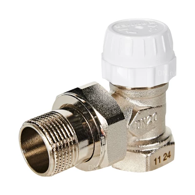 Клапан термостатический ROMMER RVT-0002 3/4″ Ду20 Ру10 для радиаторов, угловой, ручное регулирование, внутренняя-наружная резьба, корпус - латунь CW617N, уплотнение - EPDM