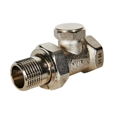 Клапаны запорно-балансировочные ROMMER RVL-0001 1/2-3/4″ Ду15-20 Ру10 для радиаторов, прямые, корпус - латунь, покрытие - никель, уплотнение - EPDM
