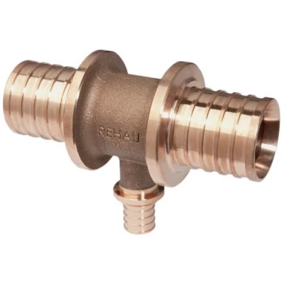 Тройники РЕХАУ Rautitan RX+ Дн20х16х16-50х32х40 Ру10 для труб из сшитого полиэтилена, с уменьшенным боковым и торцевым проходами, присодинение - аксиальное, корпус - бронза