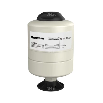 Баки мембранные Renseier RAV-LV Ру10 2-100л вертикальные, резьба 1” BSPT, корпус - сталь, цвет - белый