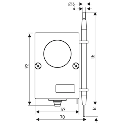 Реле температуры RGP TS-K-060 для помещений без капилляра, накладной, диапазон измерения от 0°C до +60°C, IP54, материал корпуса - АБС-пластик