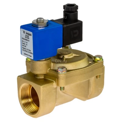 Клапан электромагнитный Ридан EV220R Ду25 Ру16 непрямого действия, корпус - латунь, уплотнение - NBR, присоединение - внутренняя резьба G1, нормально-закрытый, перепад давления 0.5-16бар, катушка - ВВ230AS 220В
