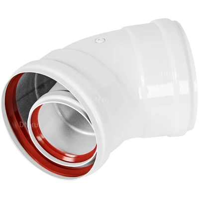 Отвод ROMMER RCA-6010-000145 Ду60х100 45° традиционный, коаксиальный, материал - алюминий, тип соединения - мама-мама