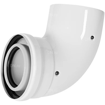 Отвод ROMMER RCA-8012-000090 Ду80х125 90° конденсационный, коаксиальный, материал - алюминий, тип соединения - папа-мама