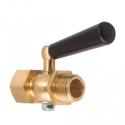 Кран для манометра трехходовой Росма М12x1.5 Ру25 латунный, с фторопластовой прокладкой и натяжной гайкой, внутренняя/наружная резьба М12х1.5-М12х1.5, ручка-рычаг (МИНИ)