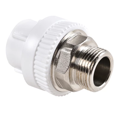 Муфта PPR РВК Дн25х3/4″ Ру25, комбинированная, под ключ, материал корпуса - полипропилен, присоединение - наружная резьба / под приварку