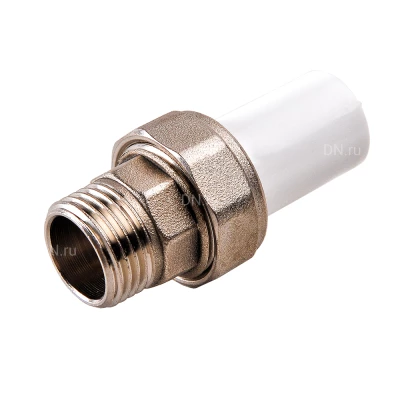 Муфта PPR РВК Дн40х1 1/4″ Ру25, комбинированная разъемная, материал корпуса - полипропилен, присоединение - наружная резьба / под приварку