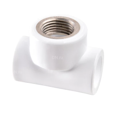 Тройник PPR РВК Дн20х1/2″х20 Ру25, комбинированный, материал корпуса - полипропилен, присоединение - под приварку / внутренняя резьба