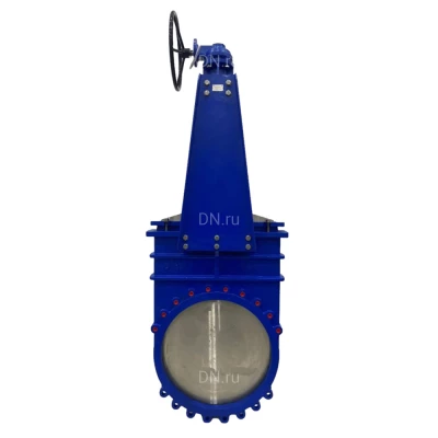 Задвижка шиберная ножевая СибЗТА Ду800 Ру5 межфланцевая, шток - невыдвижной, корпус - высокопрочный чугун GGG40, с редуктором