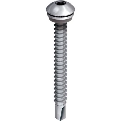 Шуруп самосверлящий EJOT SUPER-SAPHIR JT3-FR-12-5.5х40 E11 с полукруглой выпуклой головкой, сверло 12мм, диаметр 5.5мм, длина 40мм, толщина соединительных деталей 11мм, материал - нержавеющая сталь А2, уплотнительная шайба E11, упаковка - 1000шт