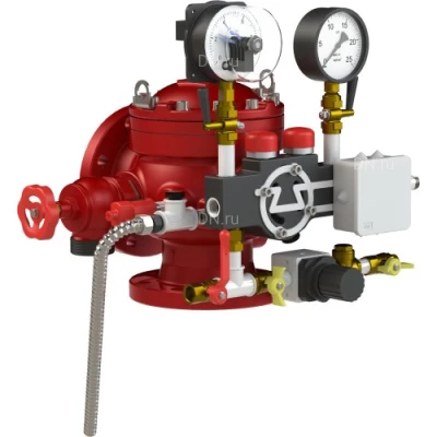 Узлы управления Спецавтоматика дренчерные с пневмоприводом Ду100-150 Ру16 фланцевые, цвет - красный