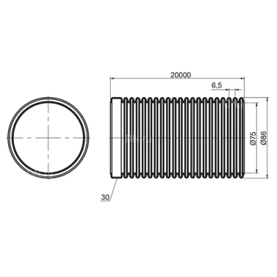 Труба STOUT SCA-8080-200000 Ду80 конденсационная, гибкая, материал - полипропилен, L=20м