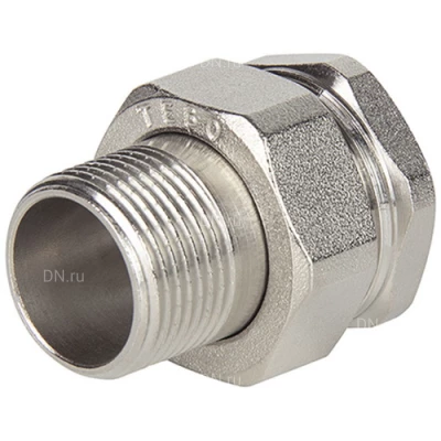 Американки TEBO 1/2-2″ Ду15-50 Ру25-40 прямые, корпус - латунь никелированная, внутренняя/наружная резьба