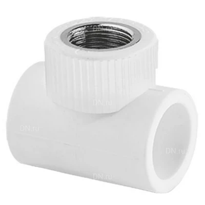 Тройник PPR TEBO Дн25х3/4 ″х25 Ру20 комбинированный, материал корпуса - полипропилен, присоединение - под приварку / внутренняя резьба