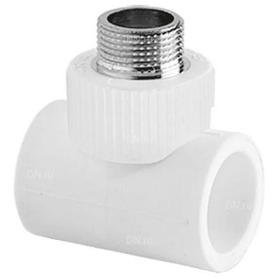 Тройник PPR TEBO Дн25х3/4″х25 Ру20 комбинированный, материал корпуса - полипропилен, присоединение - под приварку / наружная резьба