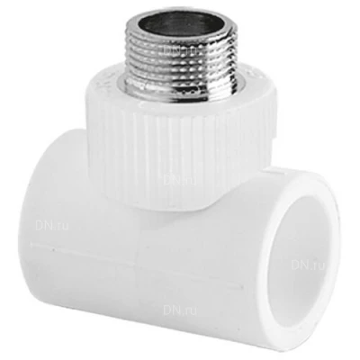 Тройники PPR TEBO Дн20х1/2″х20-Дн32х3/4″х32 Ру20 комбинированные, материал корпуса - полипропилен, присоединение - под приварку / наружная резьба