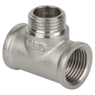 Тройники TEBO 1/2 ″ Ду15 Ру40 равнопроходные, материал корпуса - латунь никелированная, присоединение - внутренняя / наружная резьба