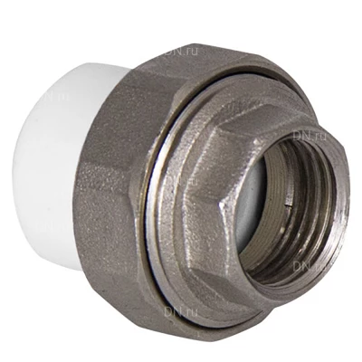 Муфта разъемная TEBO TR-TB Дн63x2″ Ру20 комбинированная, материал - полипропилен, присоединение - под приварку / американка ВР, уплотнение - O-ring, цвет - белый