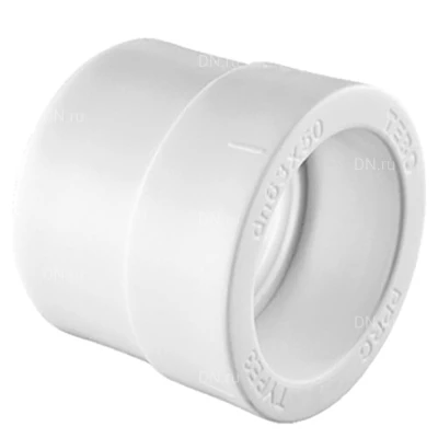 Муфта переходная TEBO TR-TB Дн90/63 Ру20, материал - полипропилен, присоединение - сварка ВР/НР, цвет - белый