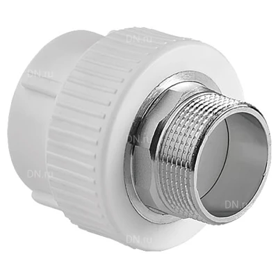 Муфта TEBO TR-TB Дн40x1″ Ру20 под ключ комбинированная, материал - полипропилен, присоединение - наружная резьба / сварка, цвет - белый