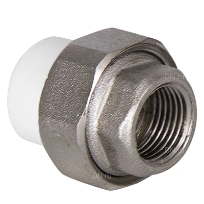 Муфты разъемные TEBO TR-TB Дн20-75x1/2-2 1/2″ Ру20 комбинированные, материал - полипропилен, присоединение - внутренняя резьба / сварка, цвет - белый