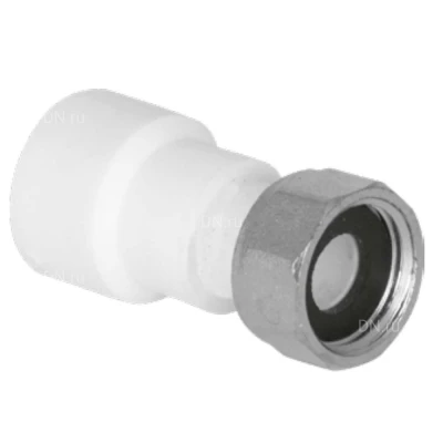 Муфта TEBO C-TB Дн20x1/2″ Ру20 комбинированная, материал - полипропилен, присоединение - сварка / накидная гайка, цвет - белый