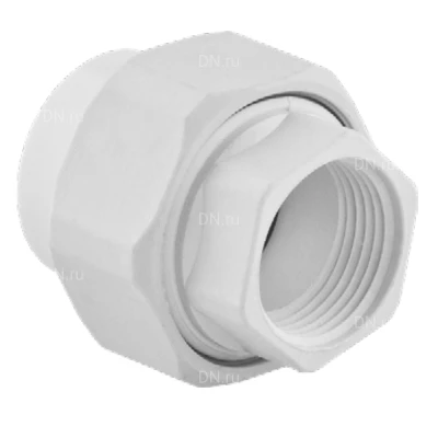 Муфты разъемные TEBO C-TB Дн25-32x3/4-1″ Ру10, материал - полипропилен, присоединение - внутренняя резьба / сварка, цвет - белый