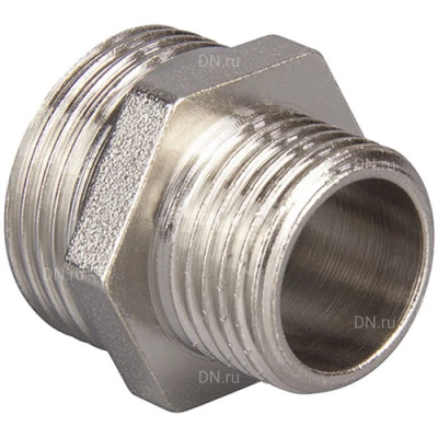 Ниппели TEBO 1/2-2х1/4-1 1/2″ Ду15-50х8-40 Ру25-40 переходные, корпус - латунь никелированная, наружная резьба